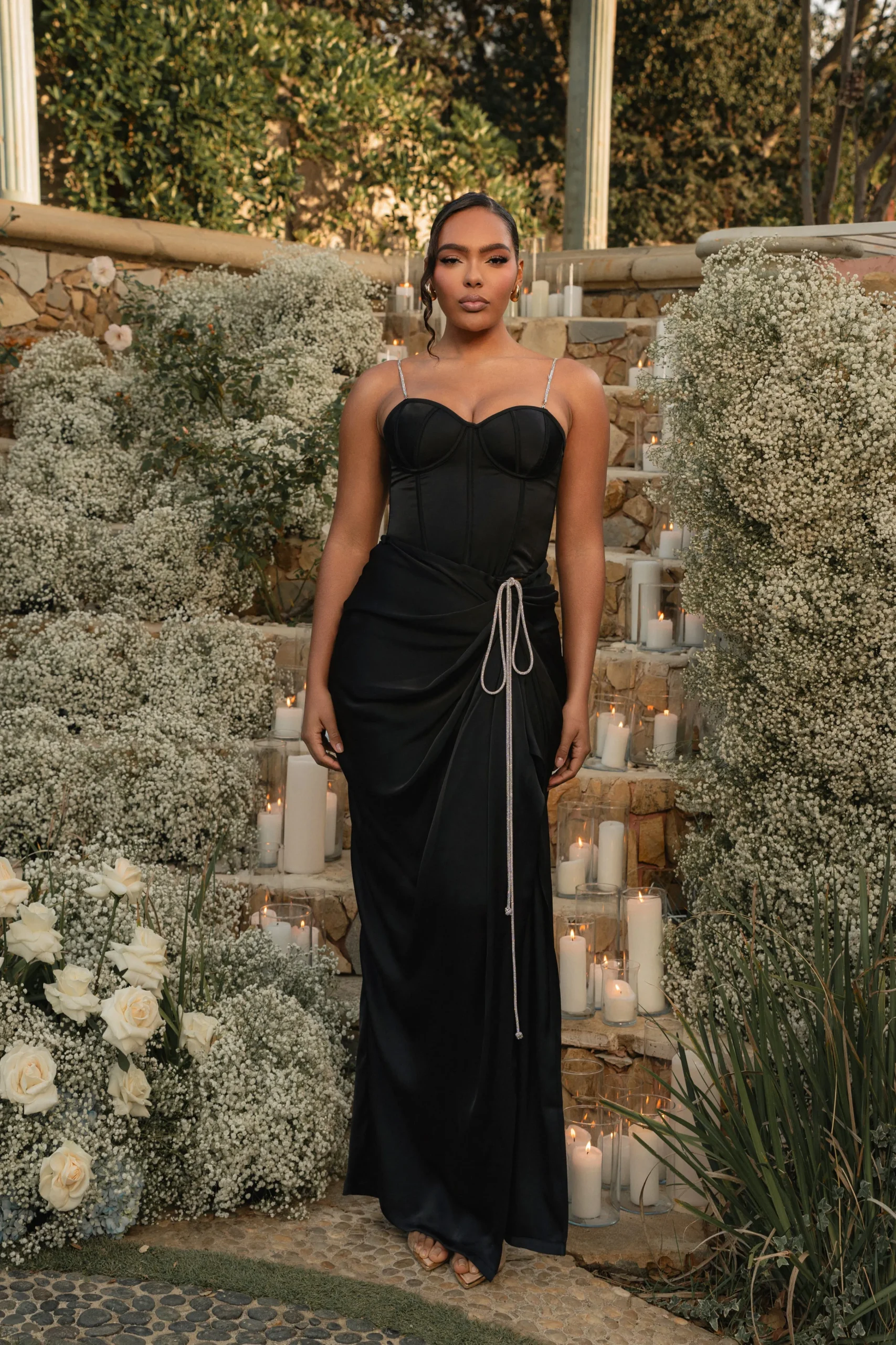 Black Leo Matte Satin Bustier*JLUXLABEL New