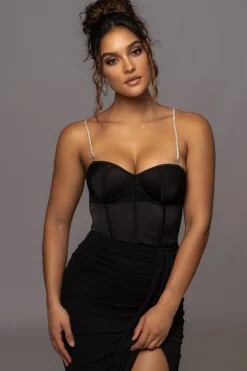 Black Leo Matte Satin Bustier*JLUXLABEL New