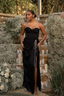 Black Leo Matte Satin Bustier*JLUXLABEL New