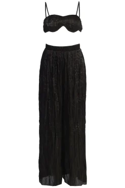 Black Lets Get Away Satin Pant Set*JLUXLABEL Clearance