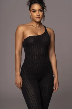 Black Malibu Nights One Shoulder Bodysuit*JLUXLABEL Sale