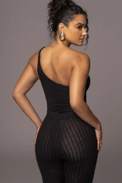 Black Malibu Nights One Shoulder Bodysuit*JLUXLABEL Sale