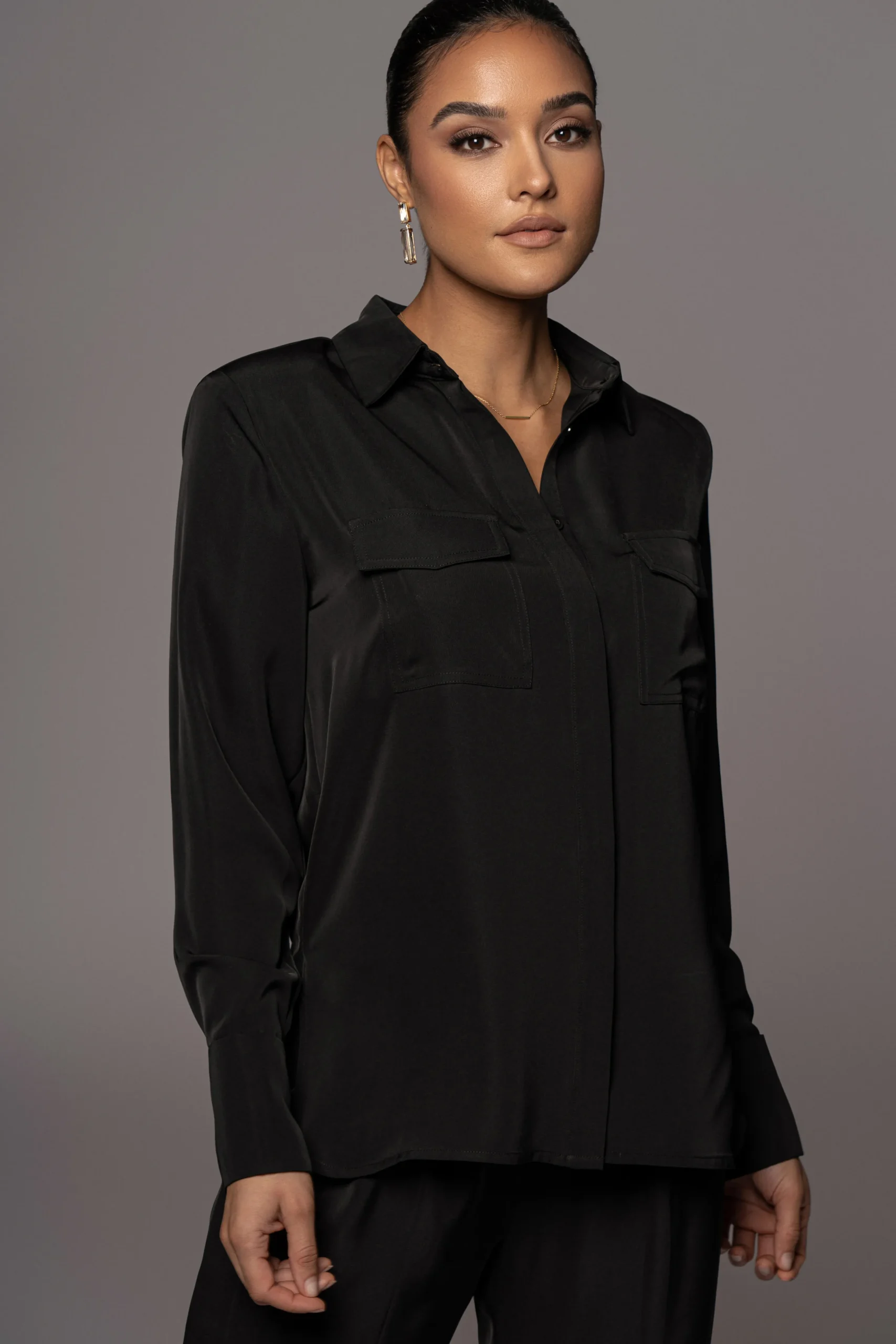 Black Misty Button Up*JLUXLABEL Clearance