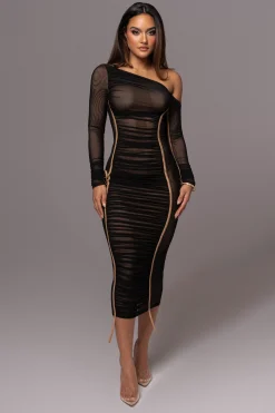 Black Monika Midi Dress*JLUXLABEL Outlet