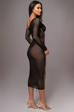 Black Monika Midi Dress*JLUXLABEL Outlet