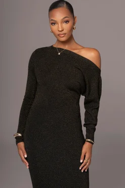 Black Night Shimmers Asymmetrical Maxi Dress*JLUXLABEL Hot