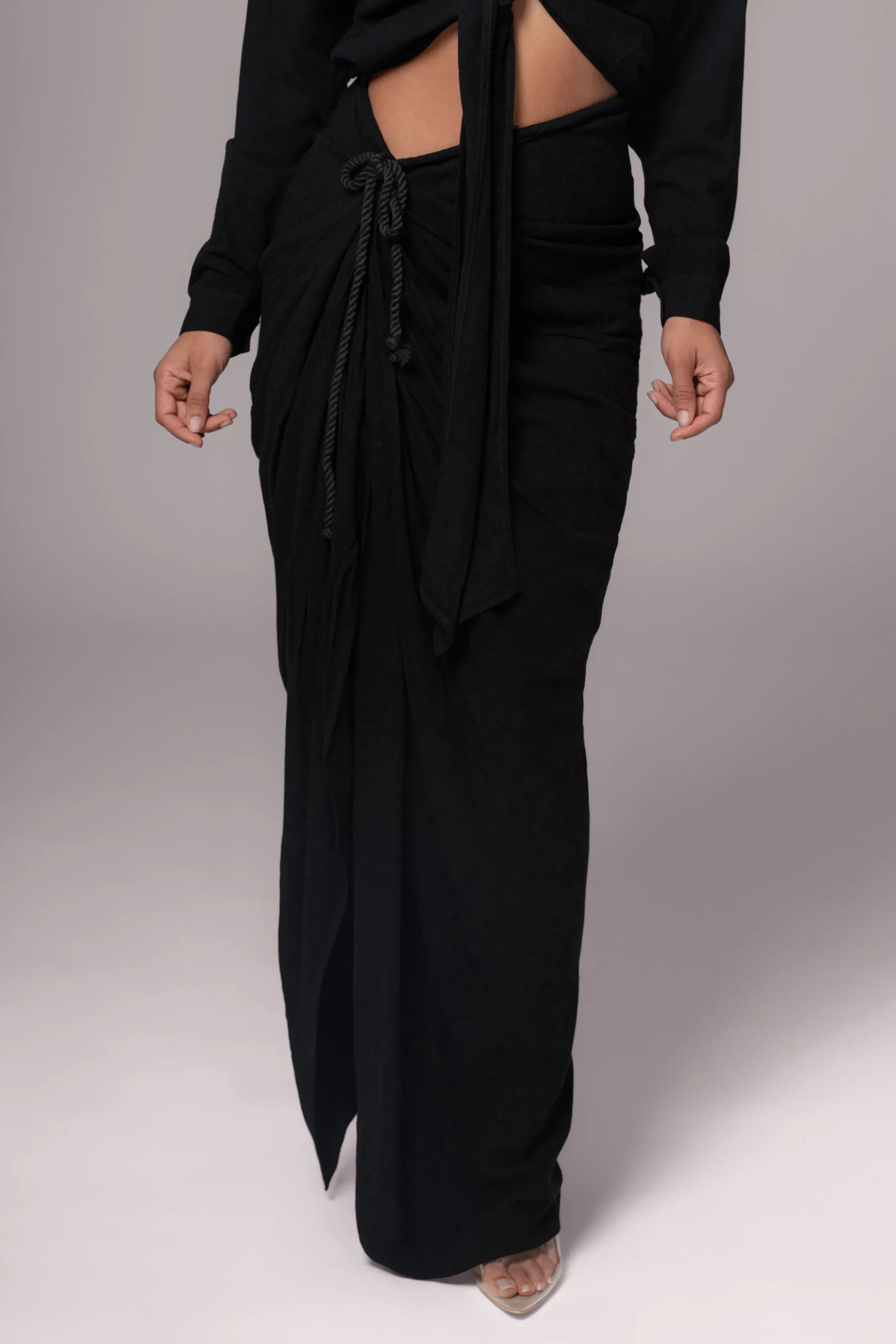 Black Noelia Linen Slit Skirt*JLUXLABEL Hot