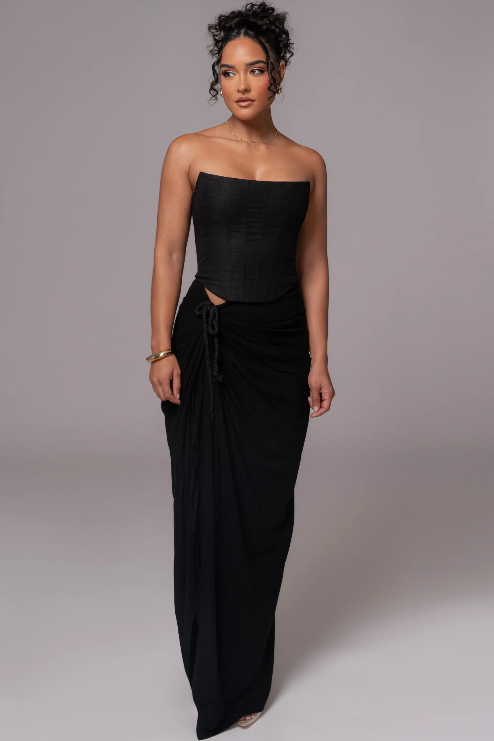 Black Noelia Linen Slit Skirt*JLUXLABEL Hot