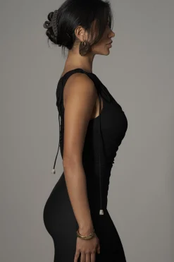 Black Odelia Crinkled Maxi Dress*JLUXLABEL Clearance