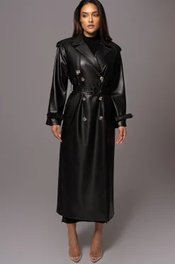 Black Odin Faux Leather Coat*JLUXLABEL Sale