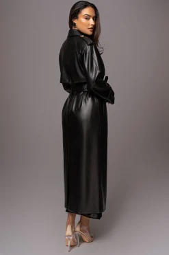 Black Odin Faux Leather Coat*JLUXLABEL Sale