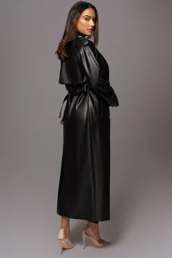 Black Odin Faux Leather Coat*JLUXLABEL Sale