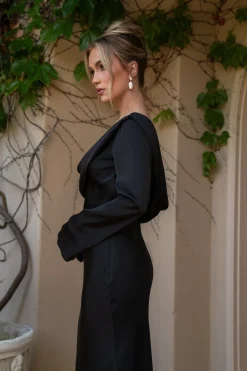 Black One And Only Satin Dress*JLUXLABEL Clearance