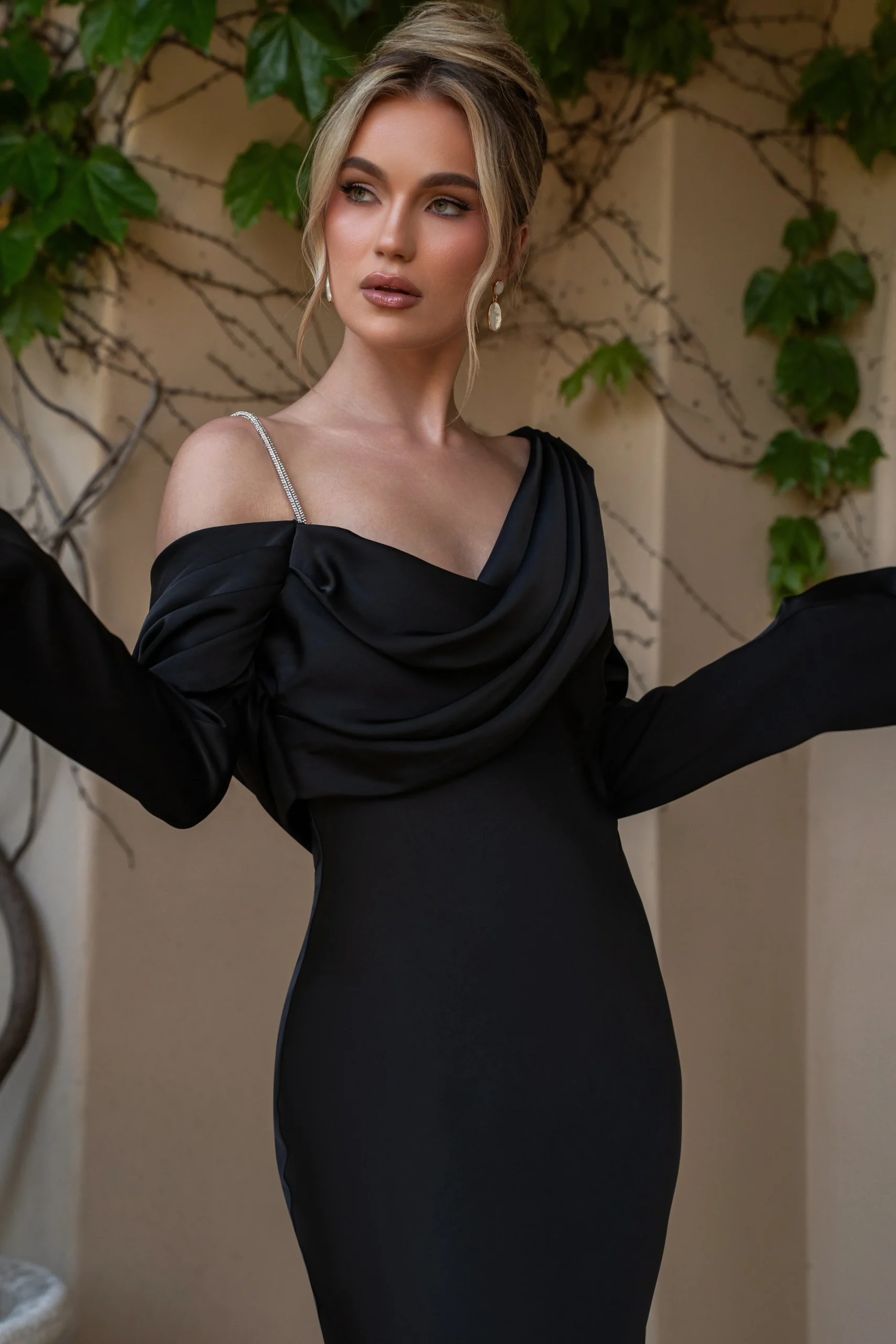 Black One And Only Satin Dress*JLUXLABEL Clearance