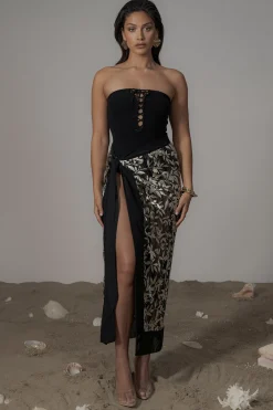Black Positano Printed Sarong Skirt*JLUXLABEL Discount