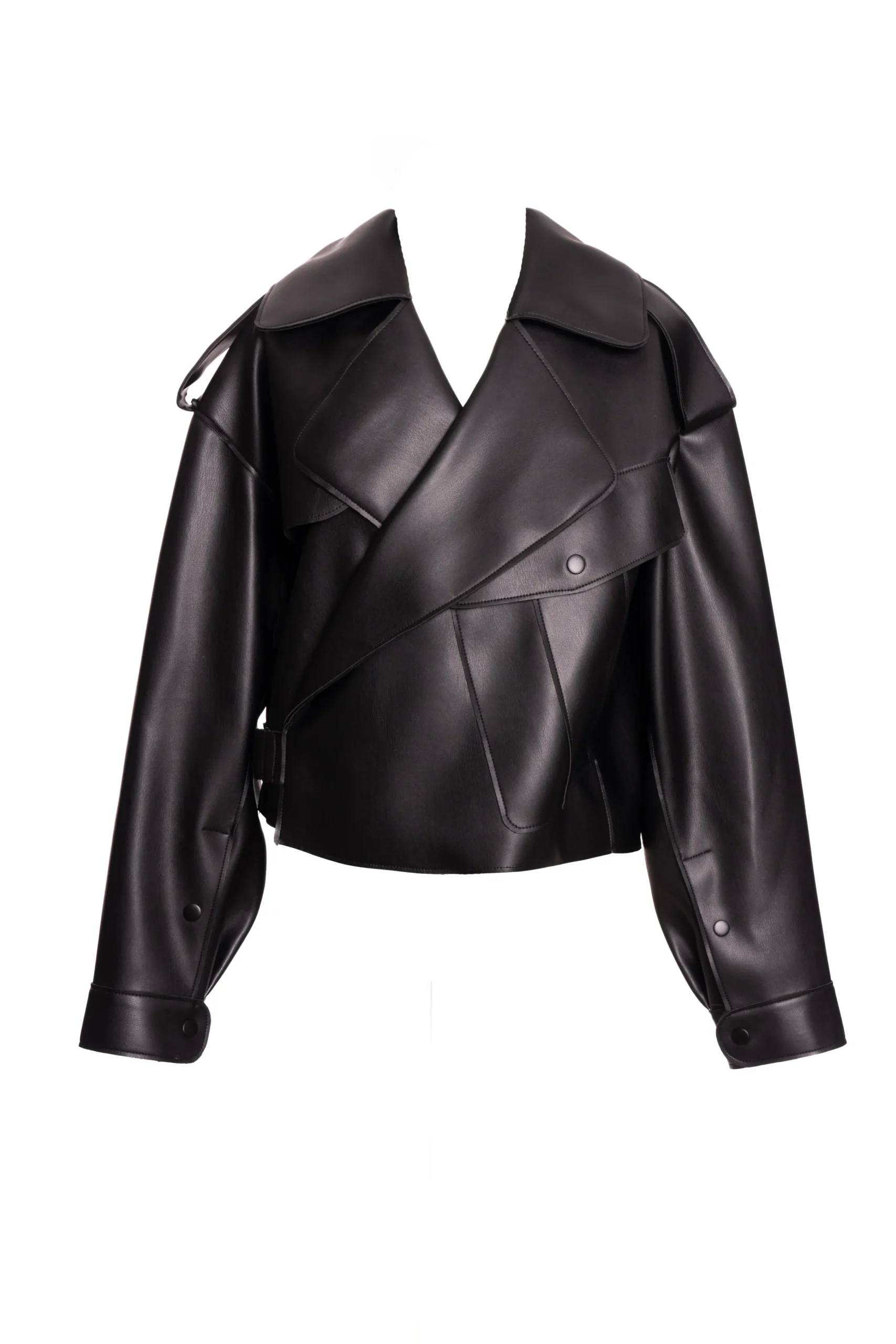 Black Raja Faux Leather Jacket*JLUXLABEL Clearance