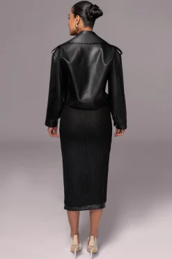 Black Raja Faux Leather Jacket*JLUXLABEL Clearance