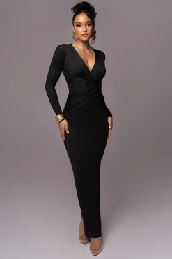 Black Rowan Plunge Maxi Dress*JLUXLABEL New