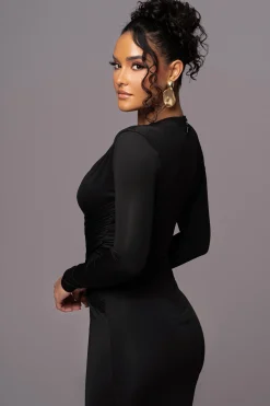 Black Rowan Plunge Maxi Dress*JLUXLABEL New