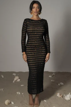 Black Serene Wonders Crochet Dress*JLUXLABEL Sale