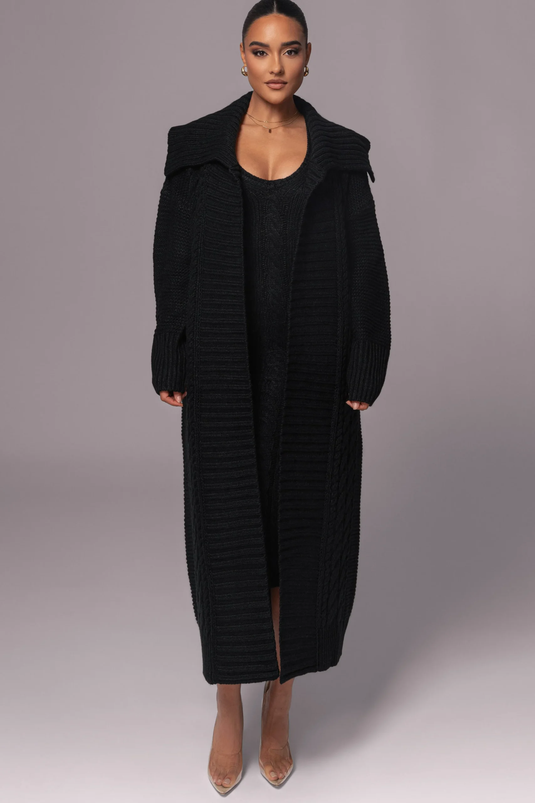 Black Sleeveless Cable Knit Dress*JLUXLABEL Best