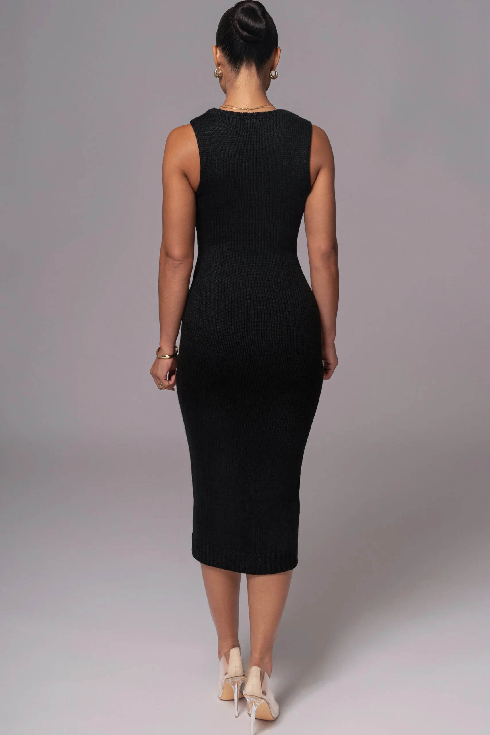 Black Sleeveless Cable Knit Dress*JLUXLABEL Best