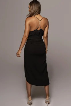 Black Spring Ruched Linen Skirt*JLUXLABEL Sale