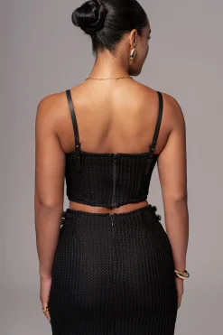 Black Textured Mystique Midi Skirt*JLUXLABEL New