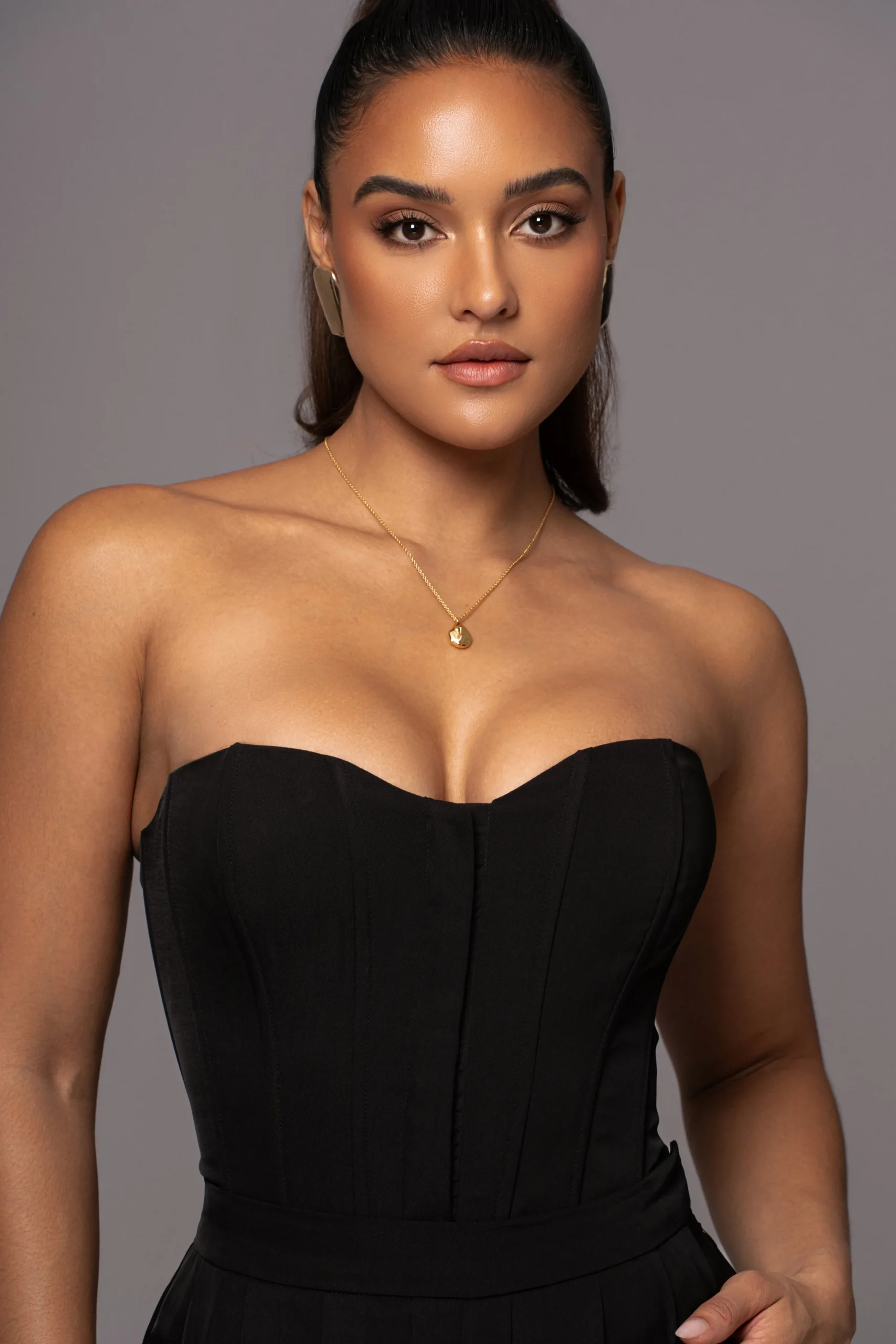 Black Viv Satin Bustier Top*JLUXLABEL Sale