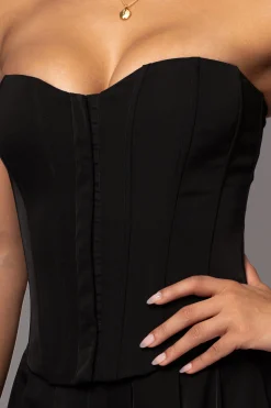 Black Viv Satin Bustier Top*JLUXLABEL Sale