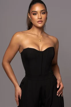 Black Viv Satin Bustier Top*JLUXLABEL Sale