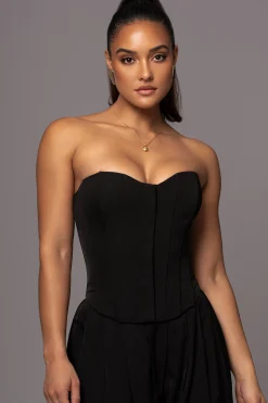 Black Viv Satin Bustier Top*JLUXLABEL Sale