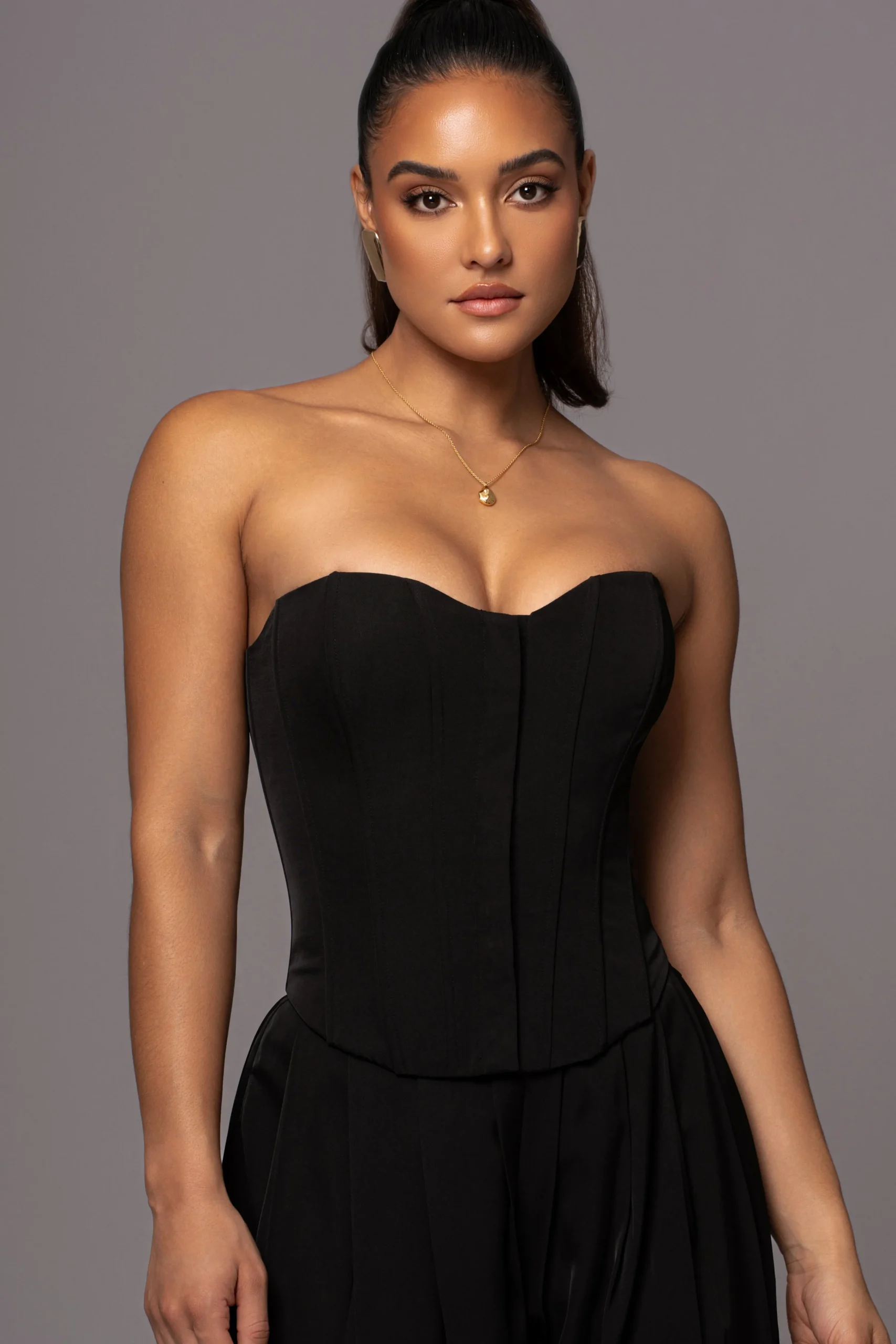 Black Viv Satin Bustier Top*JLUXLABEL Sale