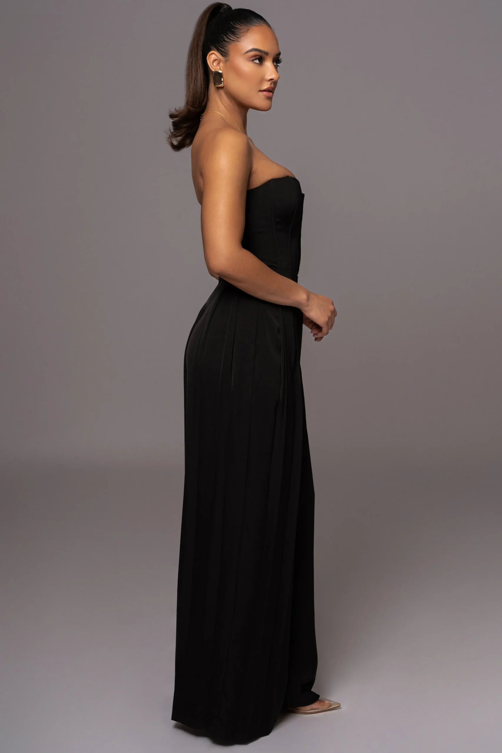 Black Viv Satin Bustier Top*JLUXLABEL Sale