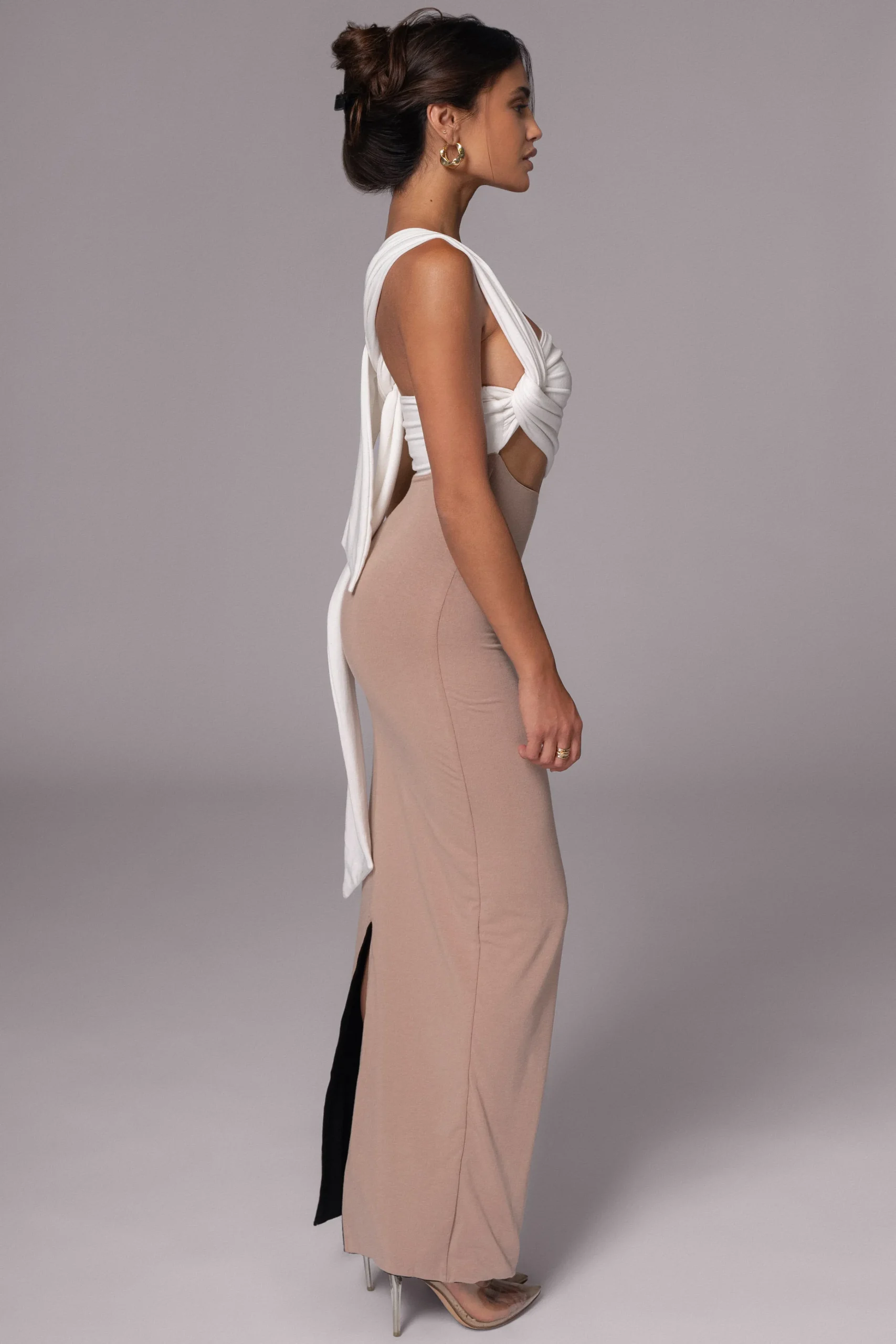 Black/Beige Dominic Reversible Maxi Dress*JLUXLABEL Online