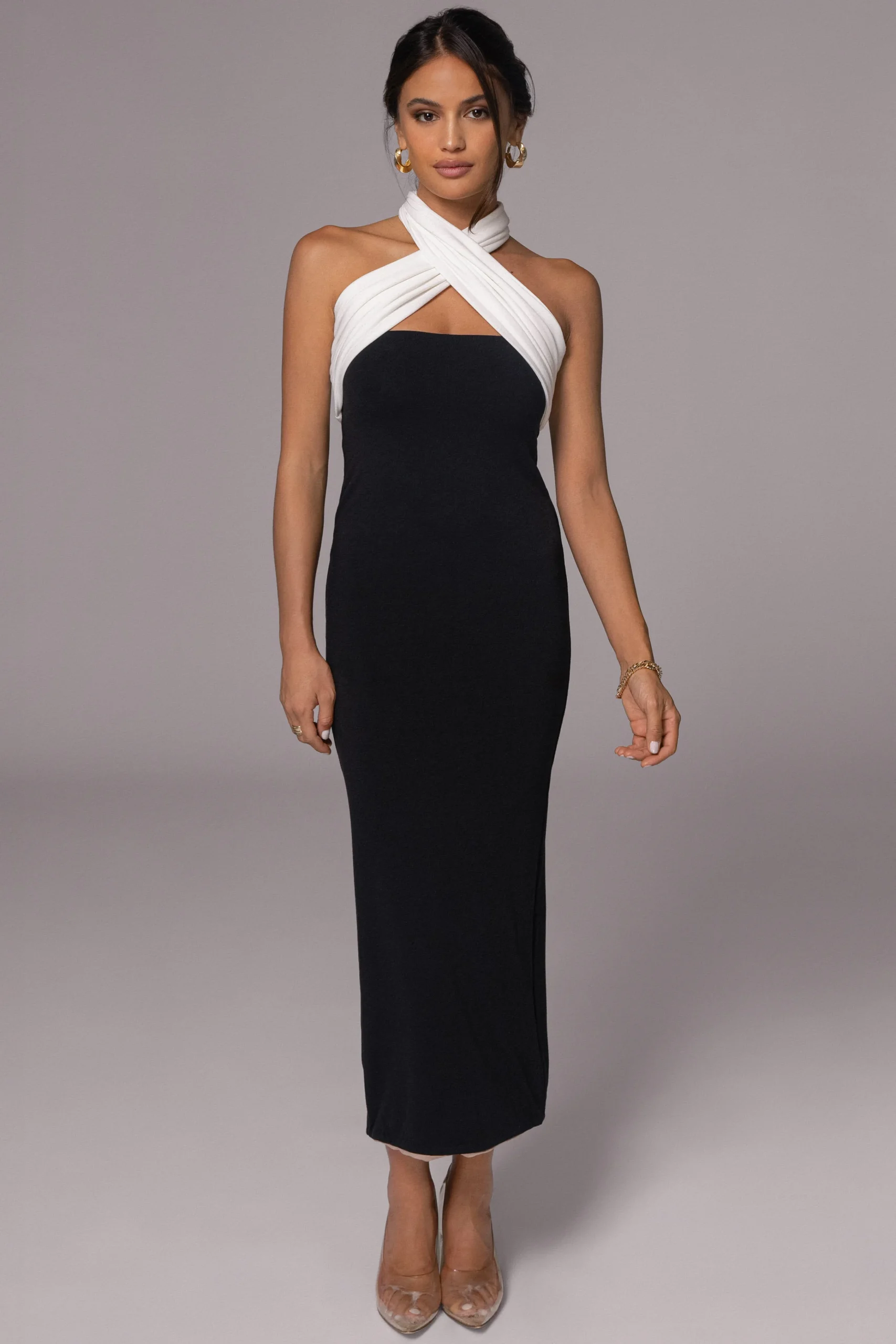 Black/Beige Dominic Reversible Maxi Dress*JLUXLABEL Online