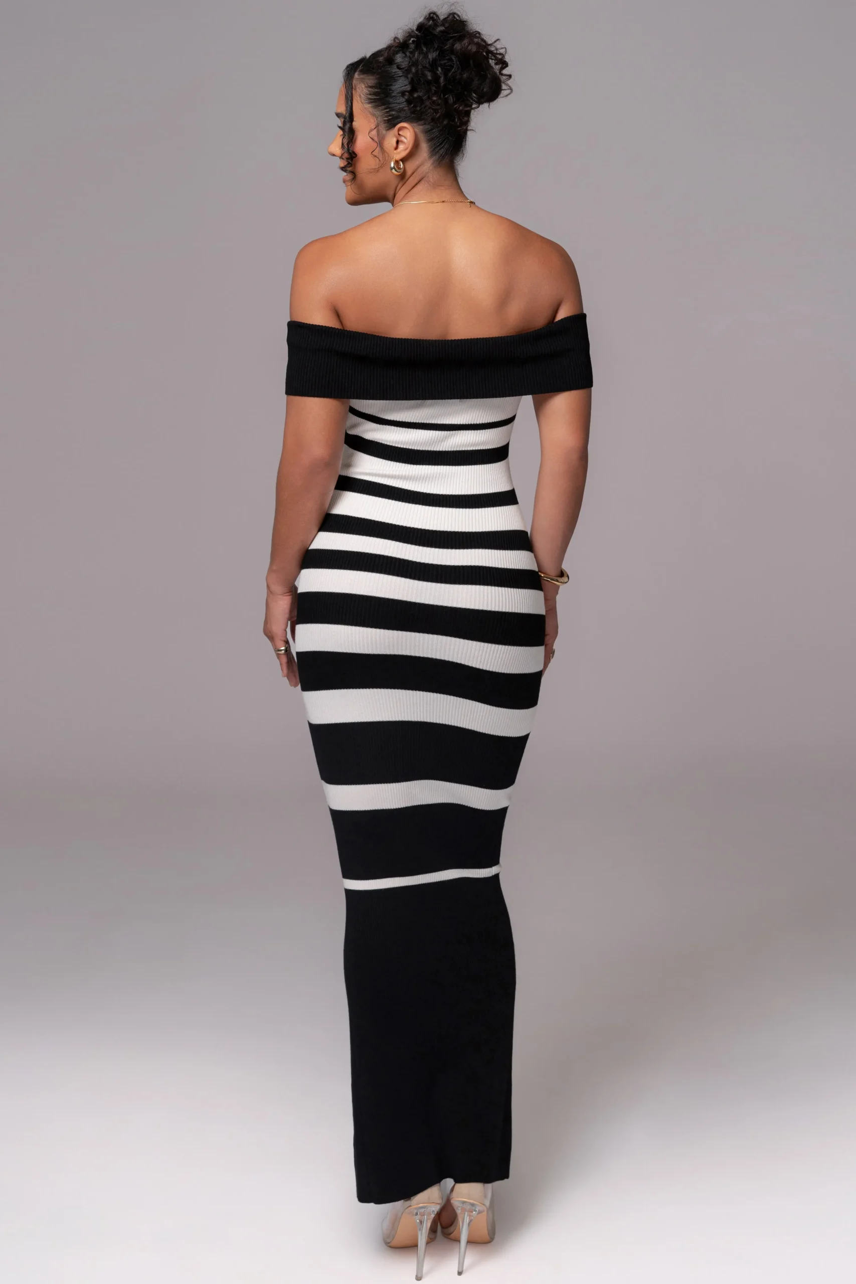 Black/Ivory Striped Custom Maxi Dress*JLUXLABEL Hot