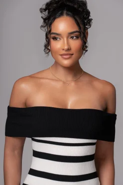 Black/Ivory Striped Custom Maxi Dress*JLUXLABEL Hot