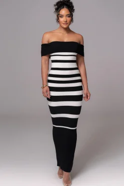 Black/Ivory Striped Custom Maxi Dress*JLUXLABEL Hot