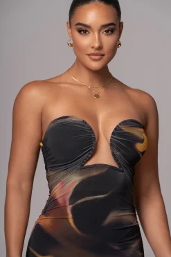 Black/Yellow Bethany Strapless Maxi Dress*JLUXLABEL Fashion