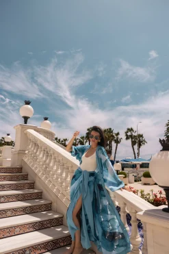 Blue Abstract Marine Print Sarong*JLUXLABEL Discount