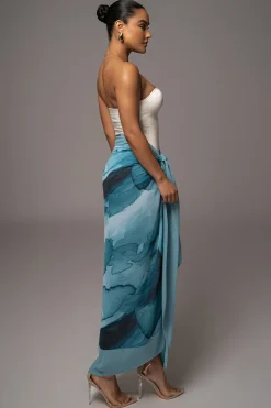 Blue Abstract Marine Print Sarong*JLUXLABEL Discount