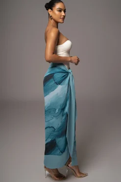 Blue Abstract Marine Print Sarong*JLUXLABEL Discount