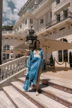 Blue Abstract Marine Print Sarong*JLUXLABEL Discount