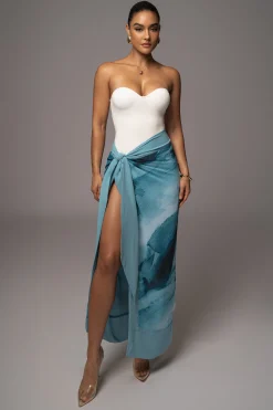 Blue Abstract Marine Print Sarong*JLUXLABEL Discount