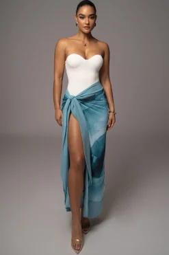 Blue Abstract Marine Print Sarong*JLUXLABEL Discount