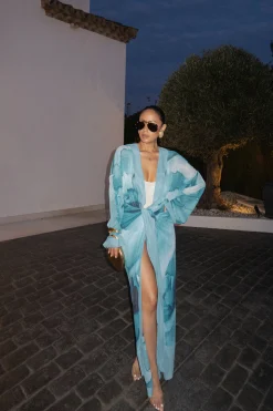 Blue Abstract Marine Print Sarong*JLUXLABEL Discount