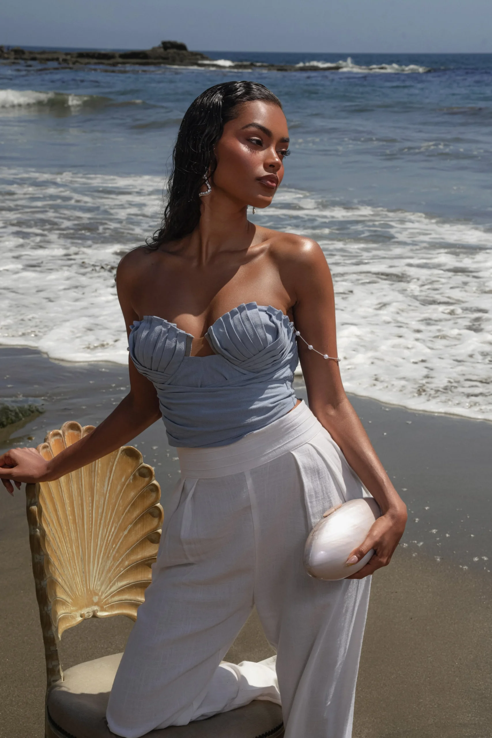 Blue Arielle Bustier Top*JLUXLABEL New