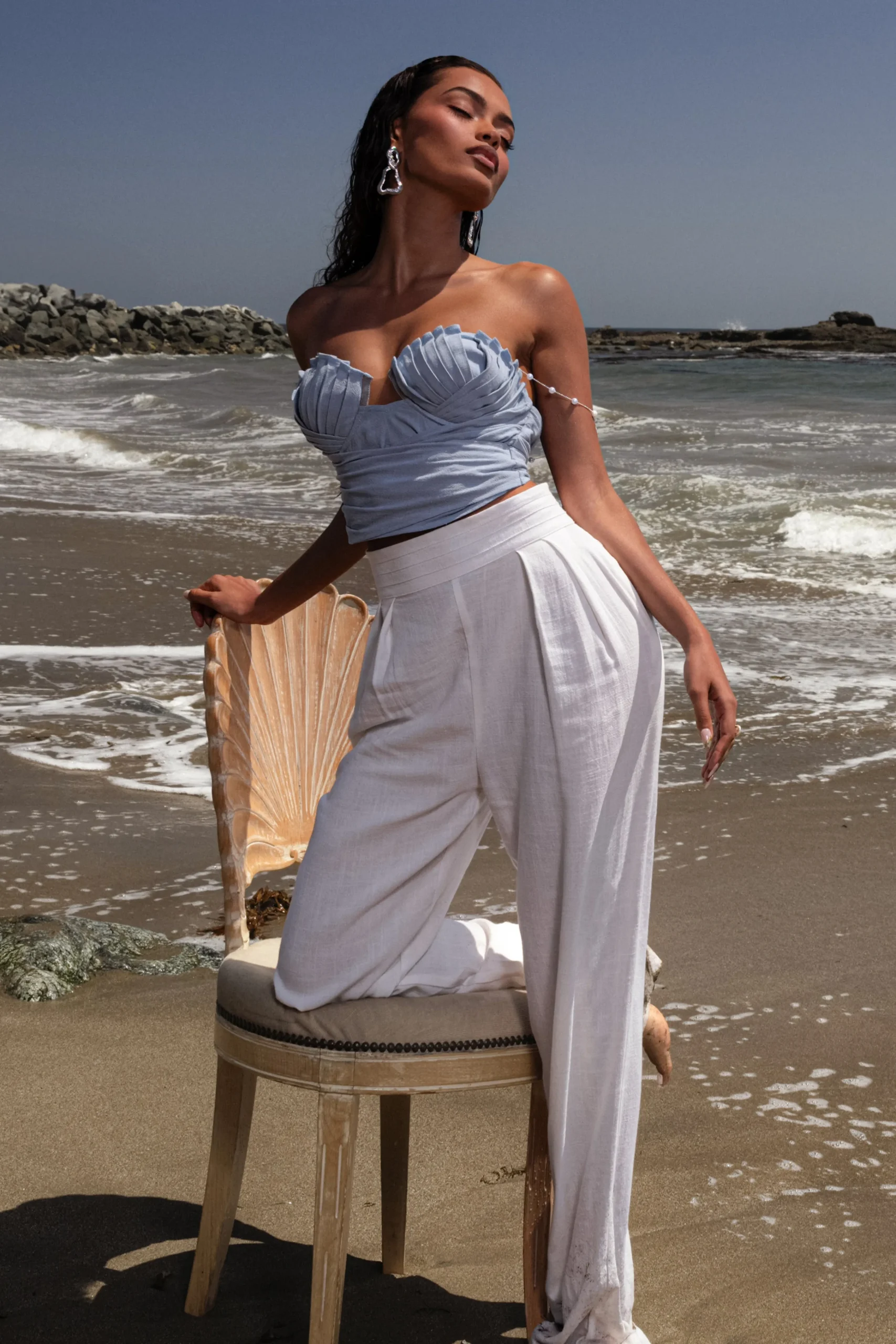 Blue Arielle Bustier Top*JLUXLABEL New