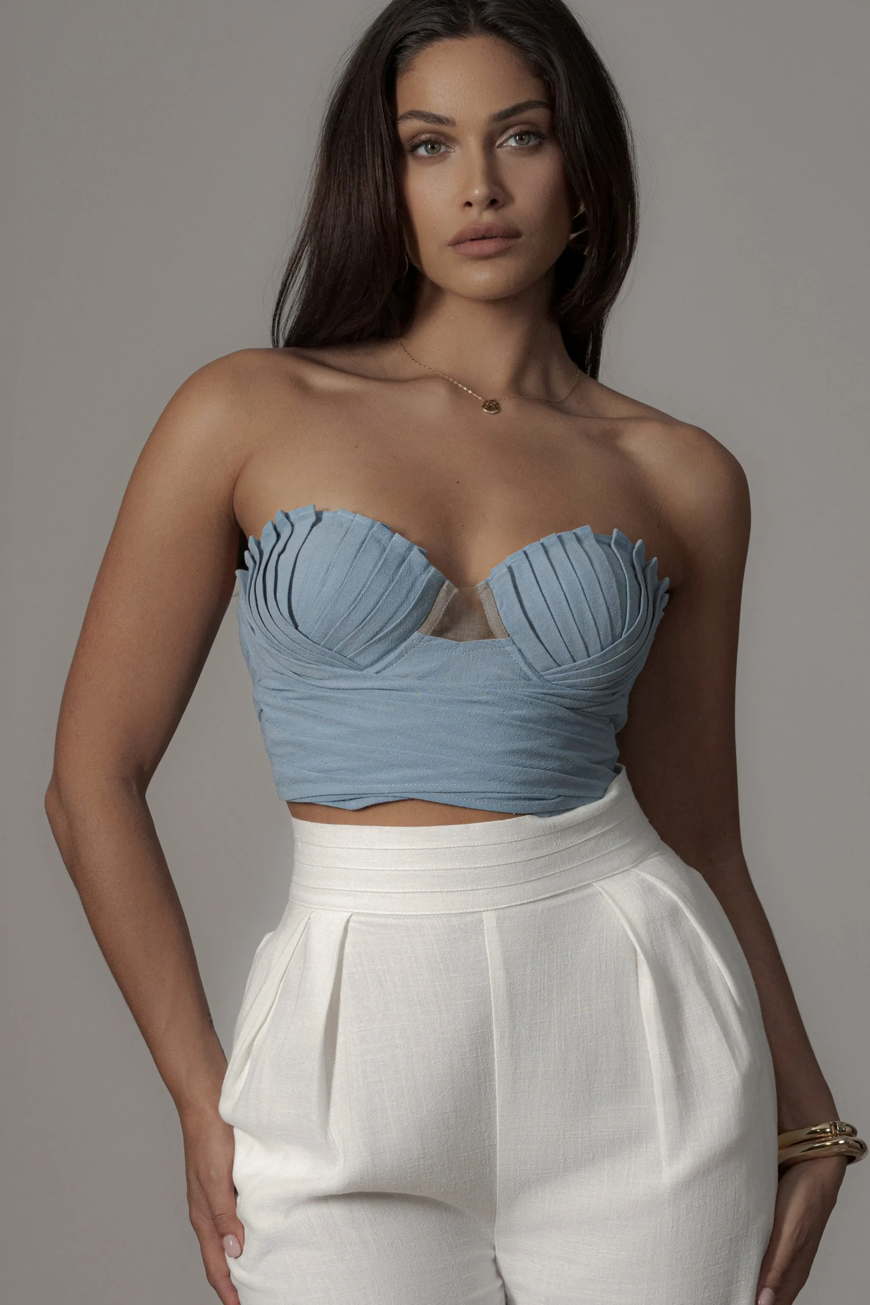 Blue Arielle Bustier Top*JLUXLABEL New